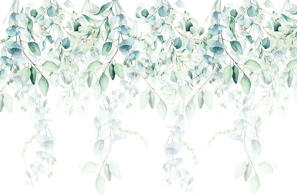 Vlies Fototapete grüne Blätter (312x219cm - 3 Bahnen) Natur Modern Wohnzimmer Schlafzimmer Wandtapete Modern Tapete Latexdruck UV-Beständig Geru...