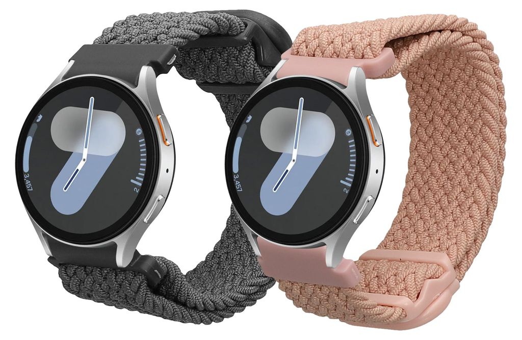 kwmobile 2x Uhrenarmband für Samsung Galaxy Watch 4 / 5 / 6 Galaxy Watch 7 / FE Armband - Fitnesstracker Band Set aus Nylon - Ersatzarmband Smartw...
