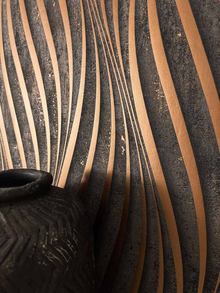 NEWROOM Tapete Armani Black Copper Schwarz Vliestapete - Modern Wellen Linien Germany
