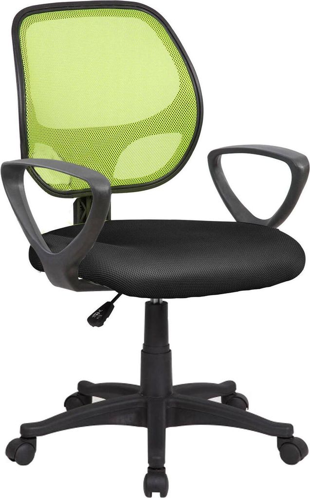 Bürostuhl Ddjidj, Mesh-Arbeitsstuhl mit Armlehnen, Ergonomischer Bürositz, 56x57h88/100 cm, Schwarz und Grün