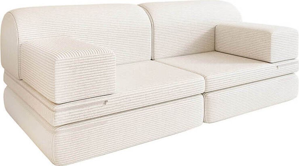 HOME DELUXE Spielsofa LIV - Cord Beige - Cord Beige I Kinderspielsofa, Spielsofa mit Rutsche, Kinder Sofa mit Stapelsteinen, Multifunktionales Spie...