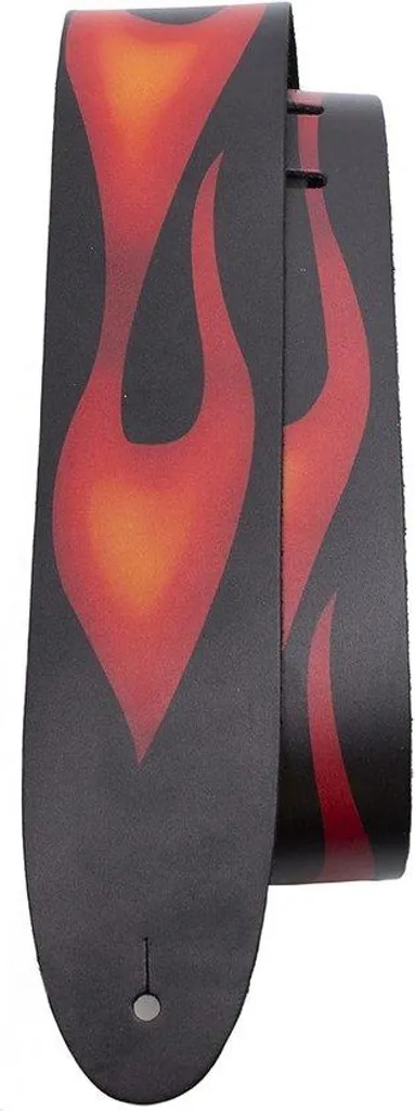 Sangle guitare cuir Flammes rouge réglable : confort et design rock pur