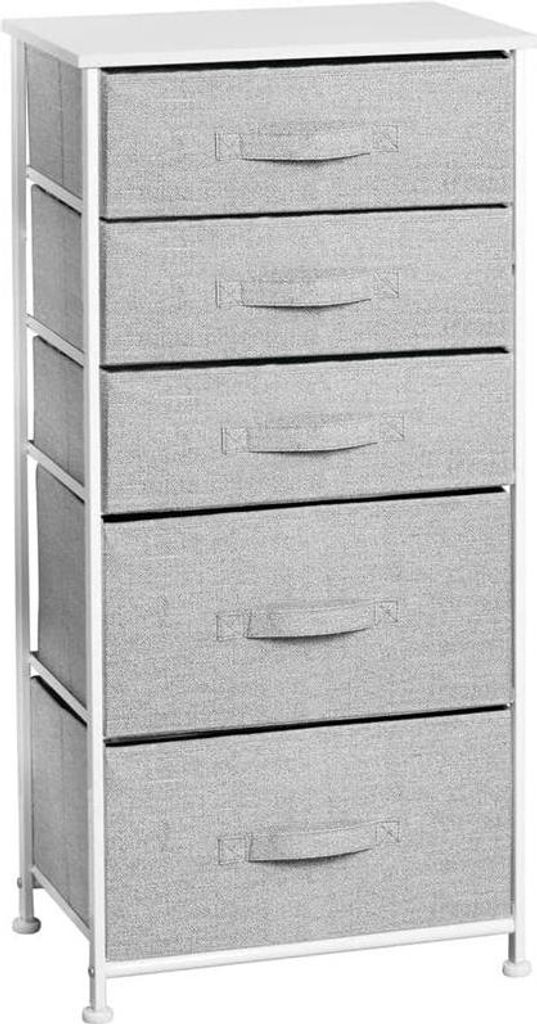 mDesign Kommode Schubladenschrank Stoffkommode 5 Schubladen Kleiderkommode Grau