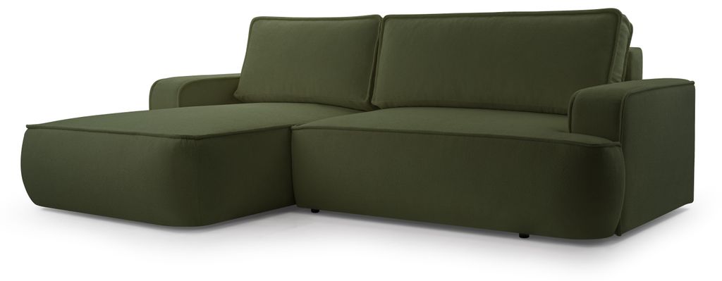 Masseno Ecksofa SOLO mit Schlaffunktion L-Form, Sofa mit Bettkasten, Wohnzimmersofa, Couch, Soffa, Bettsofa, Couchgarnitur- Grün, GERRA 50