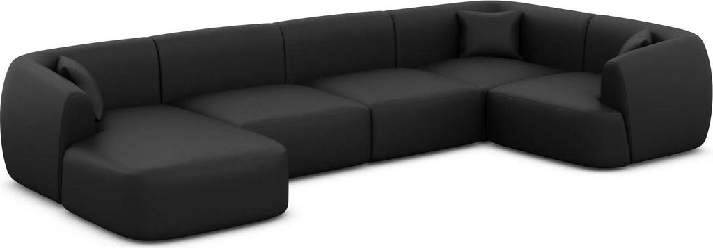 Kunstleder U-Form XL Wohnlandschaft Elvira Schwarz Links