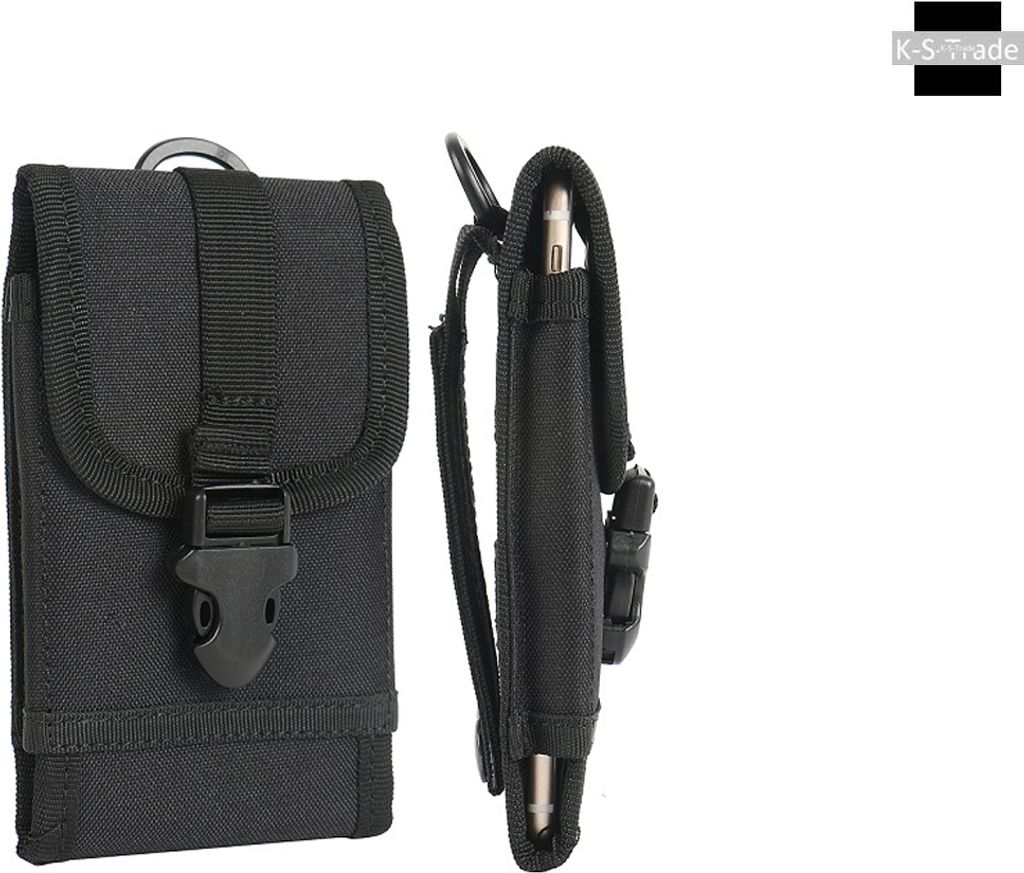 K-S-Trade Holster Handy Hülle kompatibel mit Huawei P Smart+ 2019 Holster Handytasche Gürtel Tasche Schutz Hülle Robust Outdoor schwarz