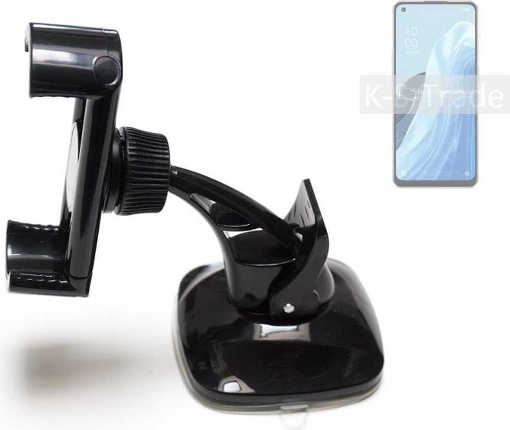 K-S-Trade kompakte Handy-Halterung Windschutzscheibe kompatibel mit Oppo Reno7 A 5G Armaturenbrett schwarz Autohalterung KFZ Halter Scheiben-Halterung