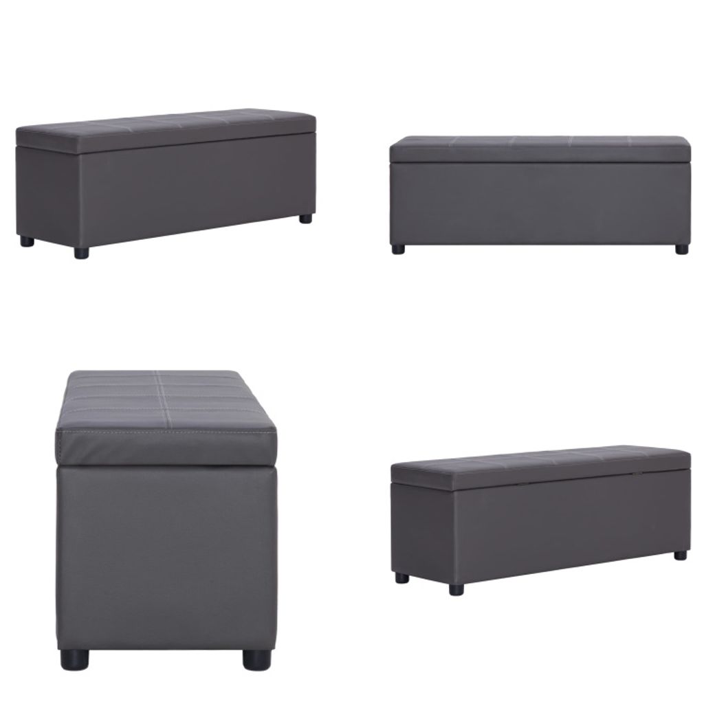 vidaXL Bank mit Staufach 116 cm Grau Kunstleder - Bank - Bänke - Flurbank - Flurbänke