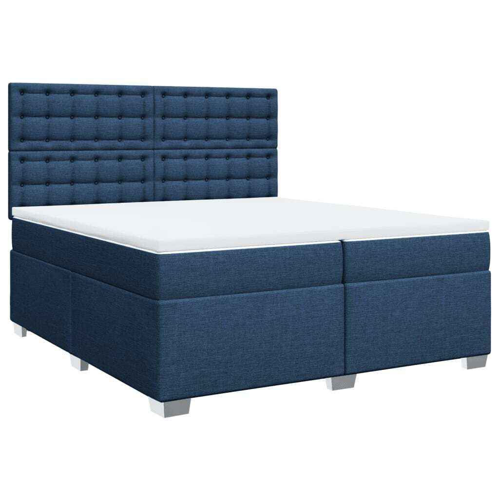Cloris DesignMöbel Boxspringbett mit Matratze Blau 200x200cm Stoff - Klassische Betten Bettrahmen DE307953