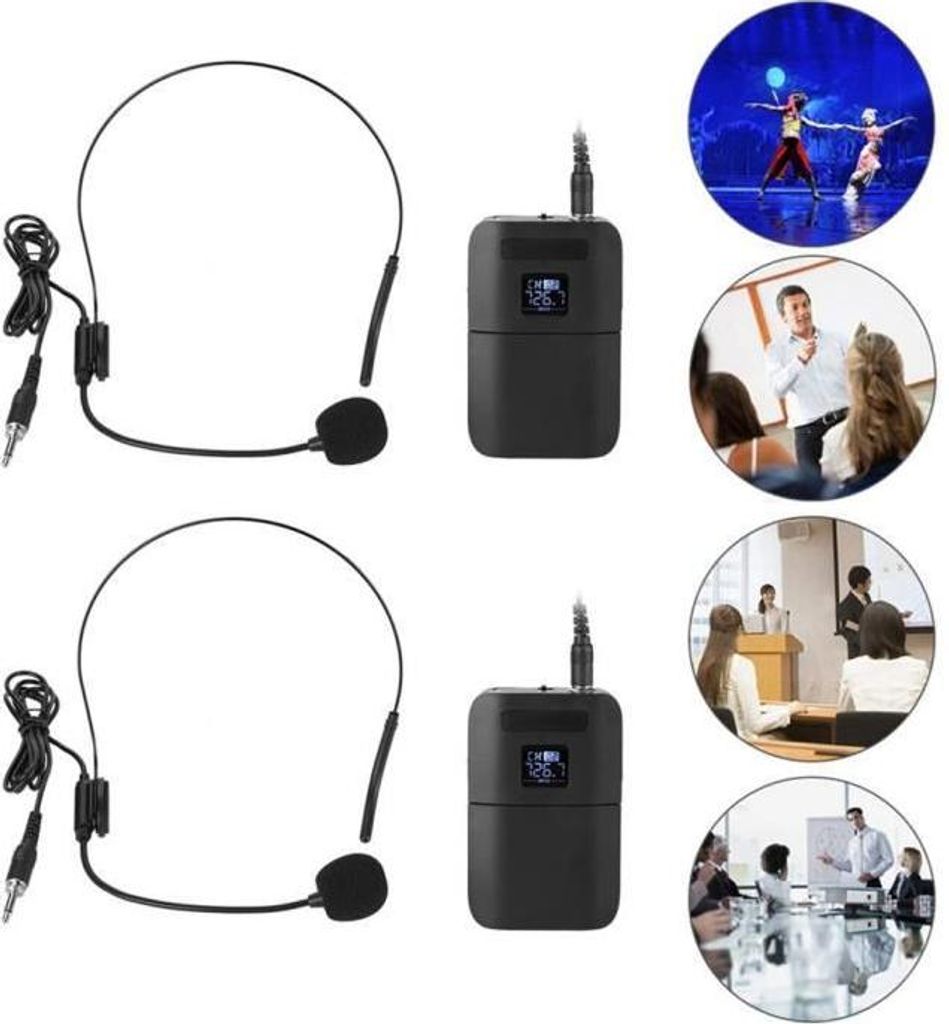 Headset-Mikrofon, drahtloses Mikrofon, tragbares UHF-Funkmikrofon mit LED-Bildschirm für den Unterricht