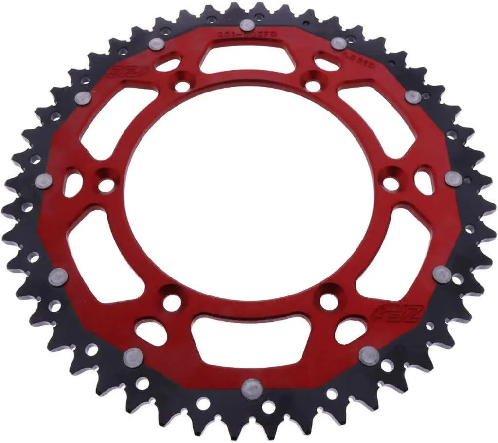 Couronne ZF 50 dents pas 520 bicolore Rouge et Noir ZFD-251-50-ROT