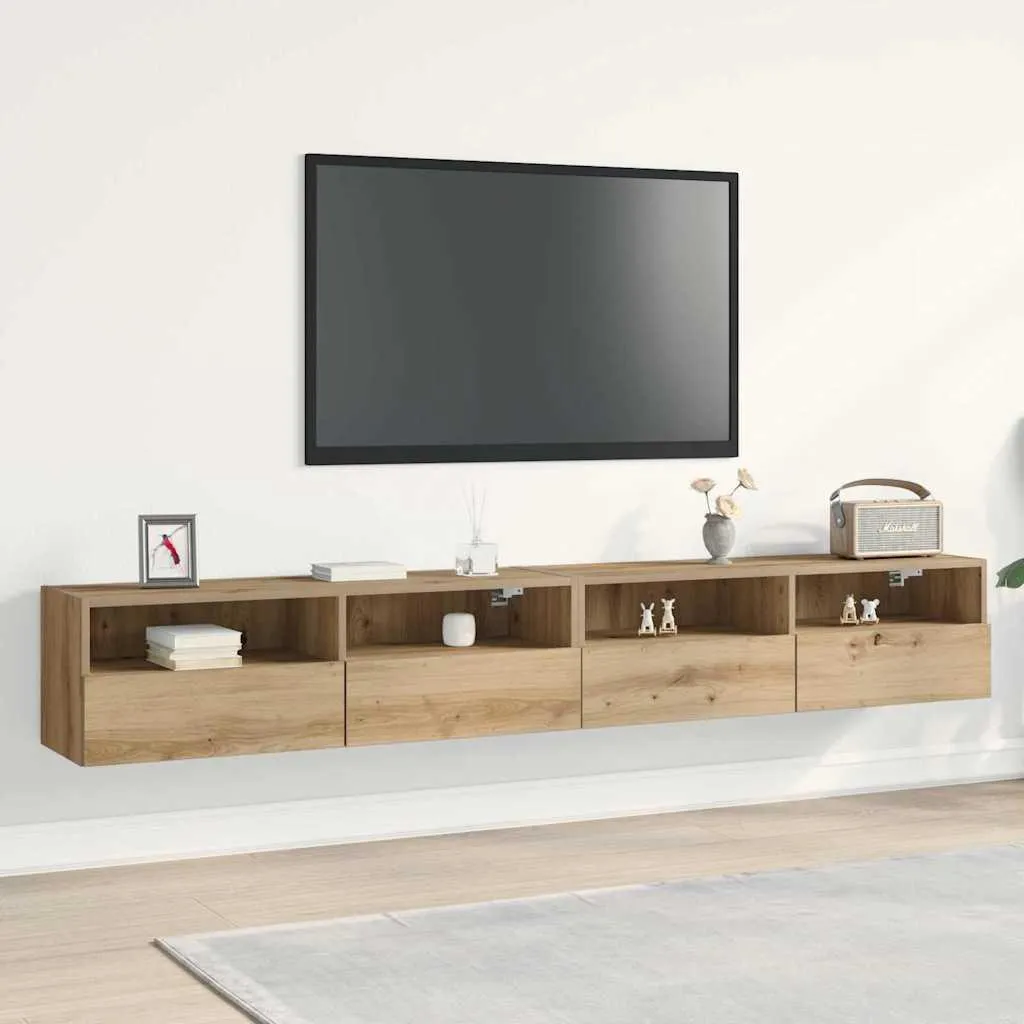 Mobili TV Sospesi vidaXL 2 pz Rovere Artigianale 100x30x30 cm Salvaspazio