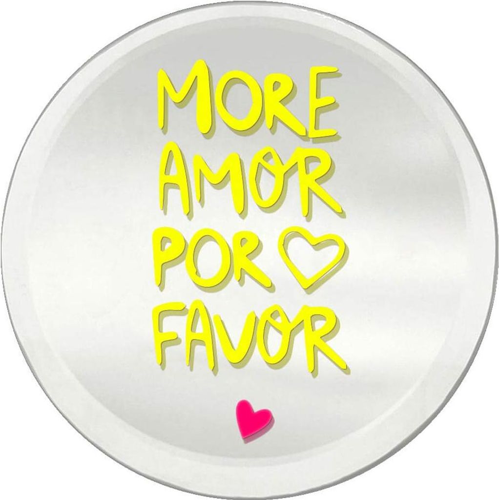 Spiegel-Untersetzer "More Amor Por Favor" neon gelb