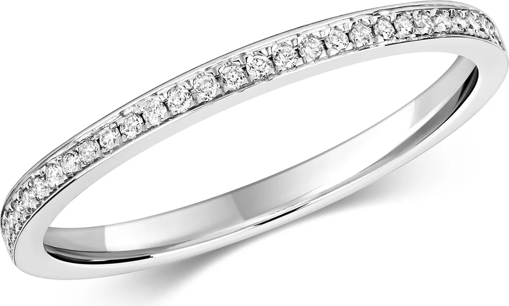 Bague de Mariage Or Blanc et Diamants 0.10 ct, Idée Cadeau Femme T49