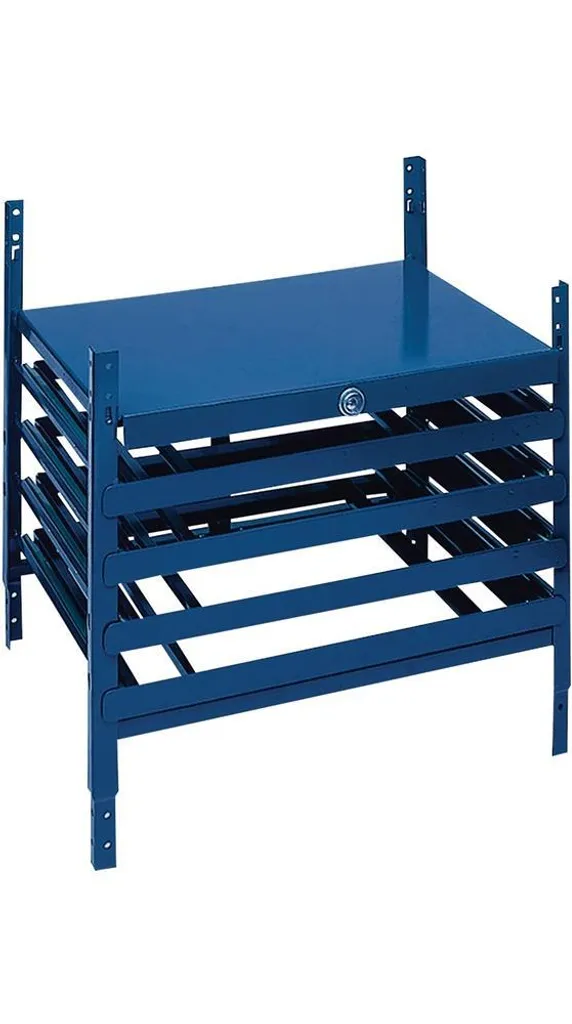 Bloc tiroirs verrouillable LOGS 220 en métal bleu 4 compartiments 54cm