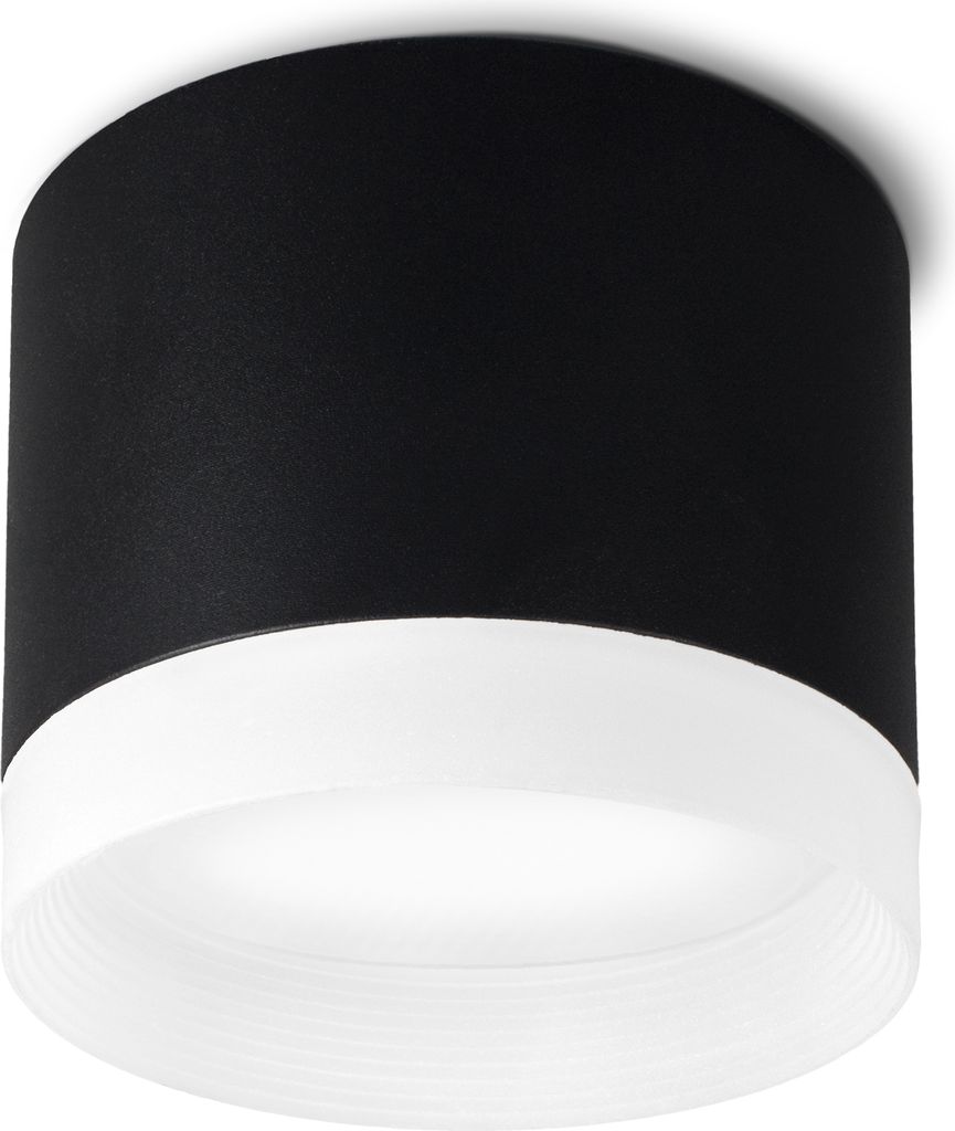 SSC-LUXon VORA Deckenspot flach rund mit Leuchtrand - Aufbaustrahler innen in matt schwarz inkl. GX53 LED 3W neutralweiß 230V