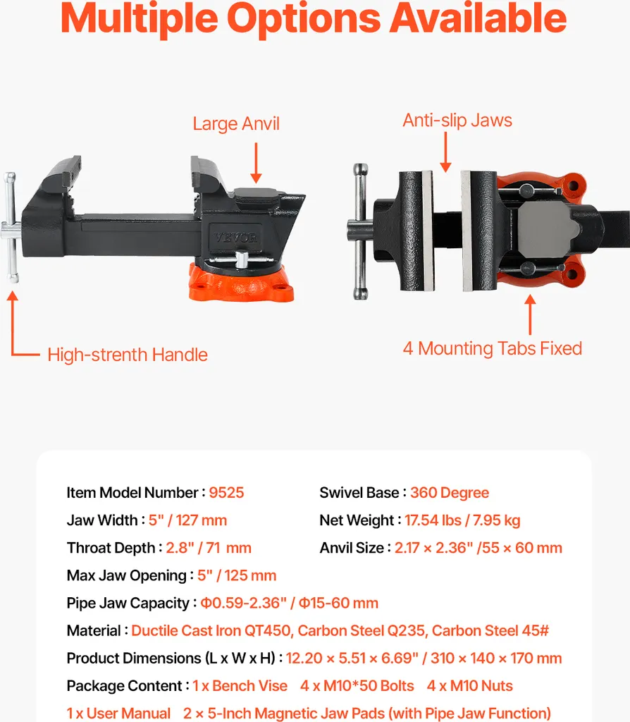 Étau stable anti-vibration avec mors 127 mm pour serrage haute sécurité - 7