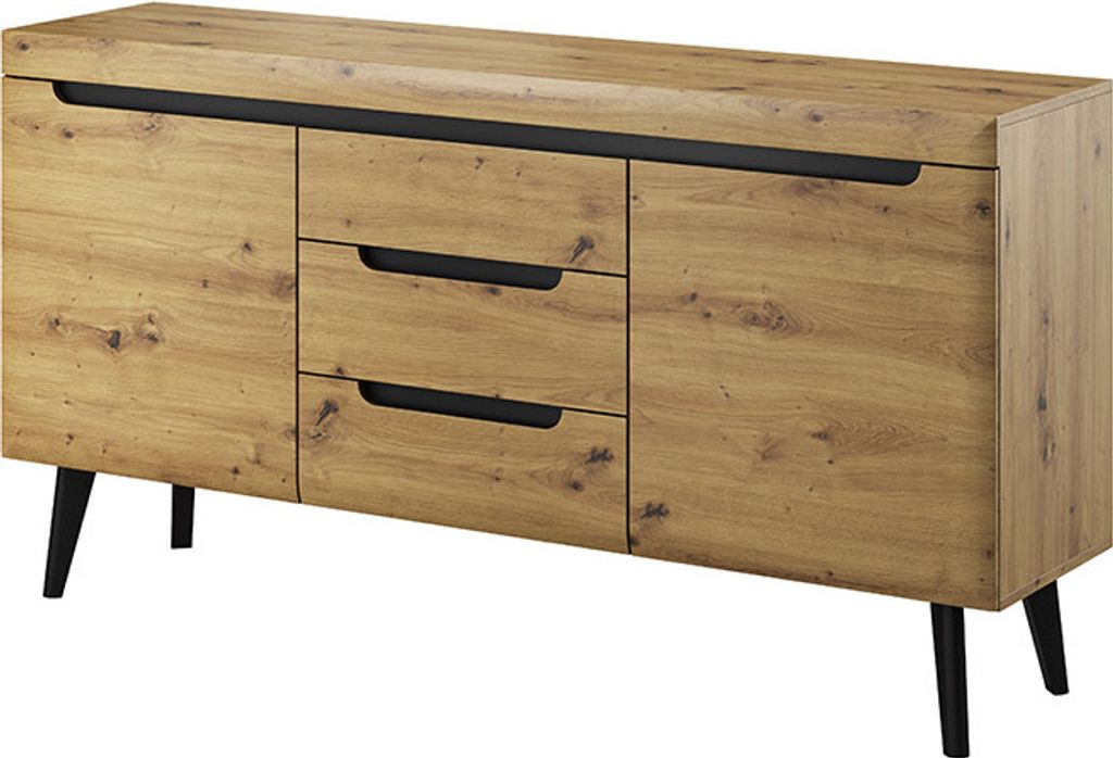 Kommode NORDI NKSZ160 Sideboard mit Schubladen Schrank Eiche Artisan