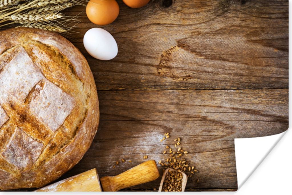 MuchoWow Poster Brot - Eier - Küche 120x80 cm - Bilder