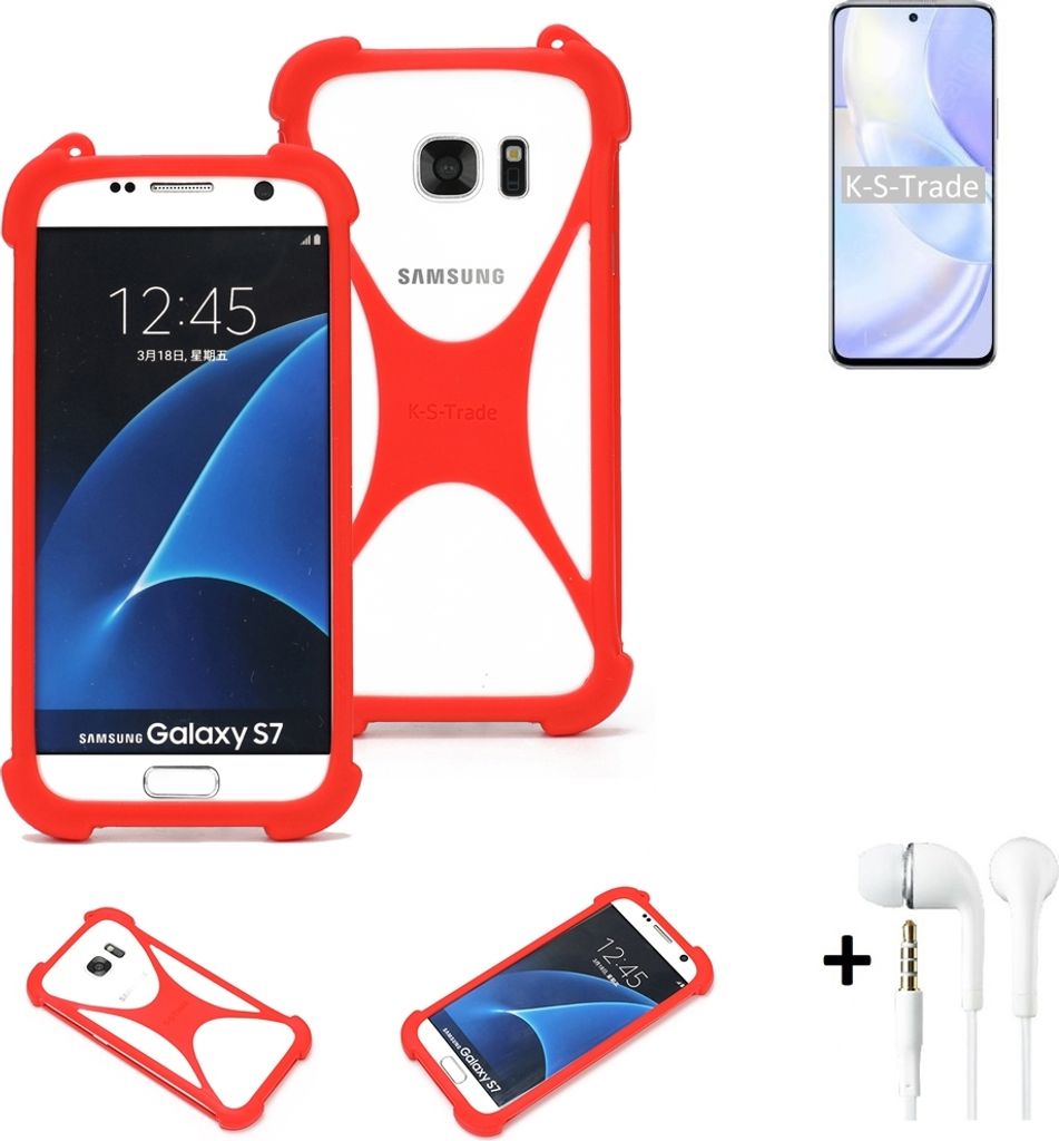 Handy-hülle + Kopfhörer kompatibel mit Huawei nova 8 SE Vitality Edition Schutz-hülle Bumper Silikon Schutz Hülle Cover Case Silikoncase