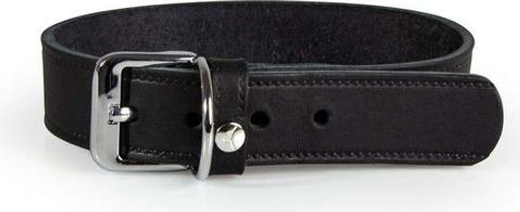 Das Lederband Hundehalsband Weinheim Black, Länge: 42 cm