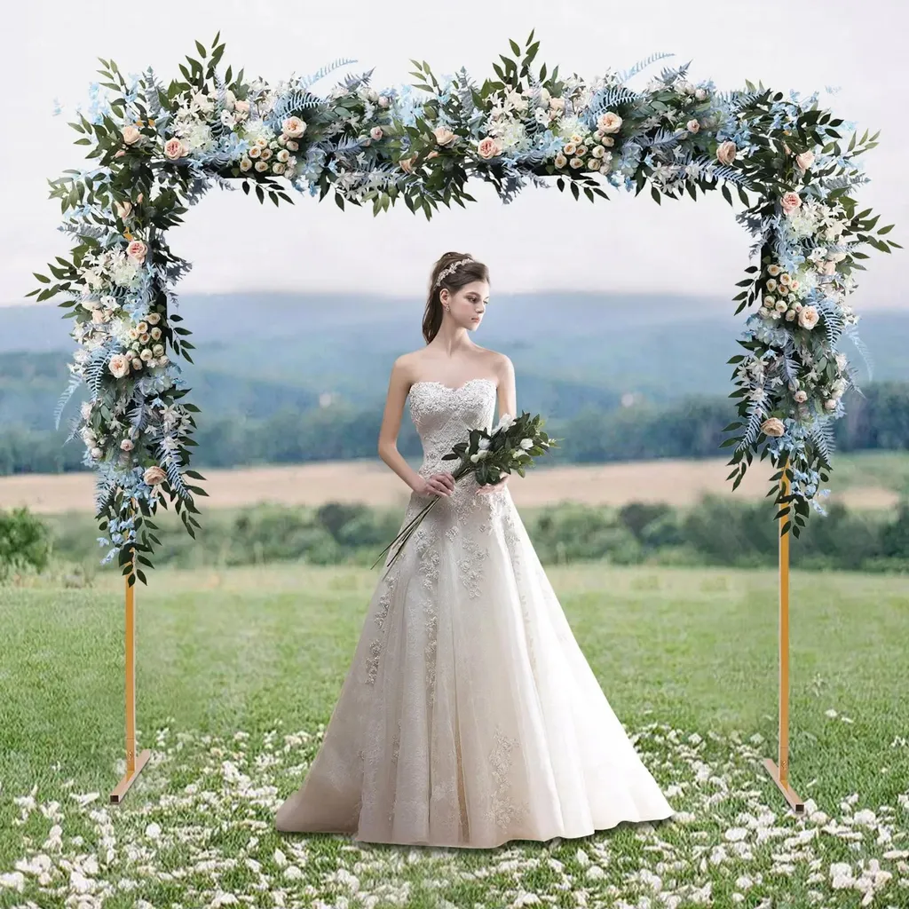 Set di sfondo ad arco nuziale in metallo, 1,8 m, 1,5 m, 1,2 m, 1,2 m, supporto per fiori, per cerimonie, baby shower, feste di compleanno