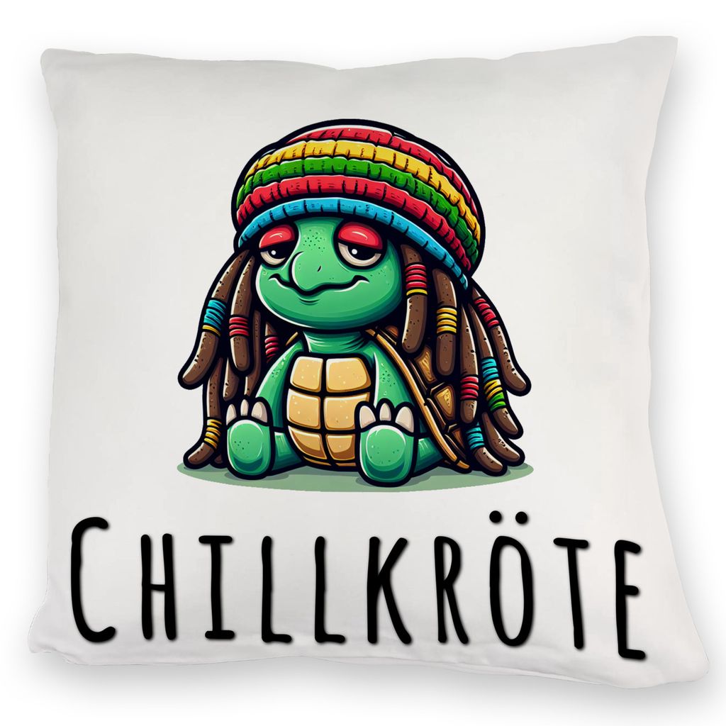 Schildkröte Rastafari Kuschelkissen mit Spruch Chillkröte