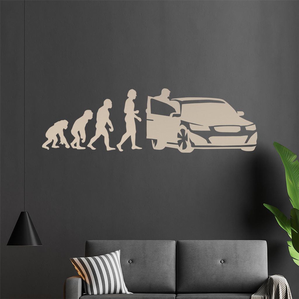 KIWISTAR Evolution - Menschheit Auto Biologie Wandtattoo in 6 Größen - Wandaufkleber Wall Sticker - Dekoration, Küche, Wohnzimmer, Schlafzimmer,...