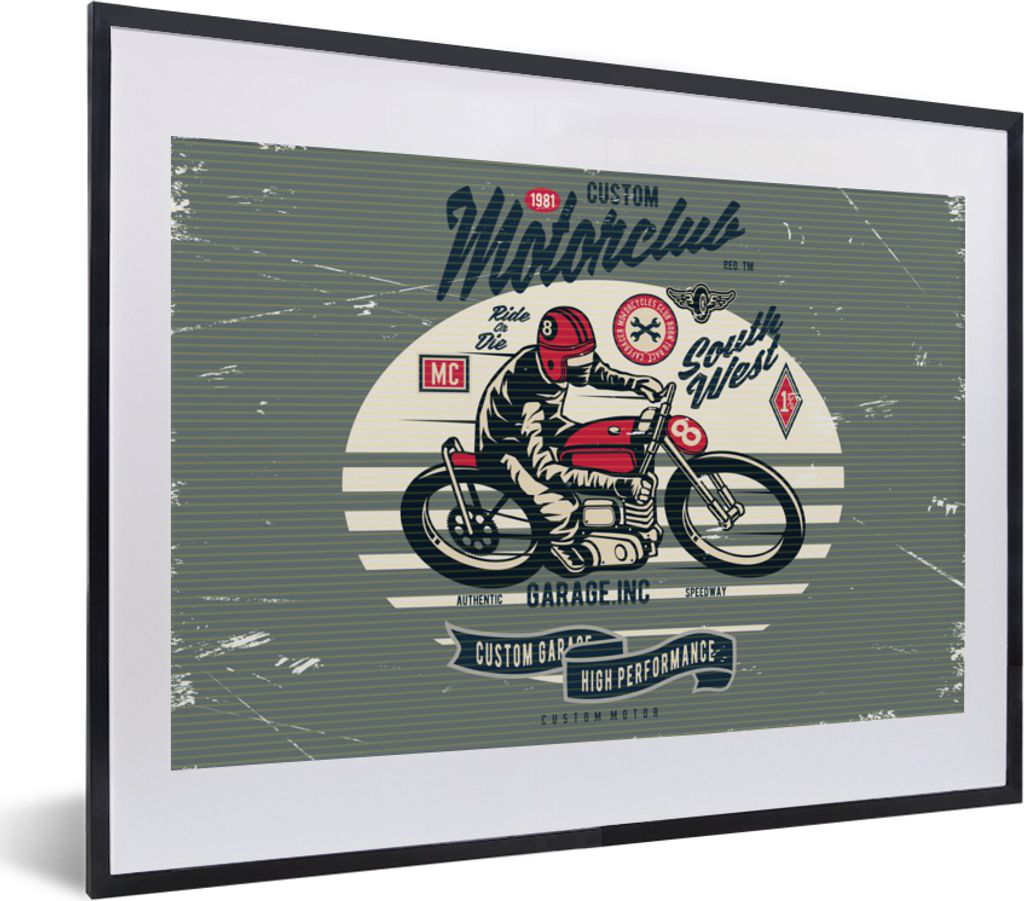 MuchoWow® MuchoWow® Gerahmtes Poster Motorrad - Retro - Produktbild 