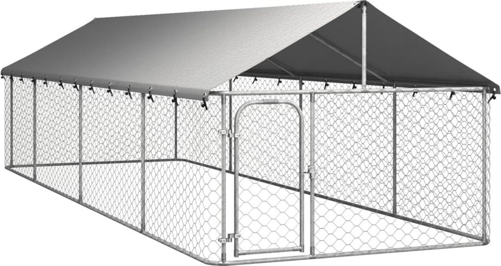 The Living Store Outdoor-Hundezwinger mit Dach 600x200x150 cm