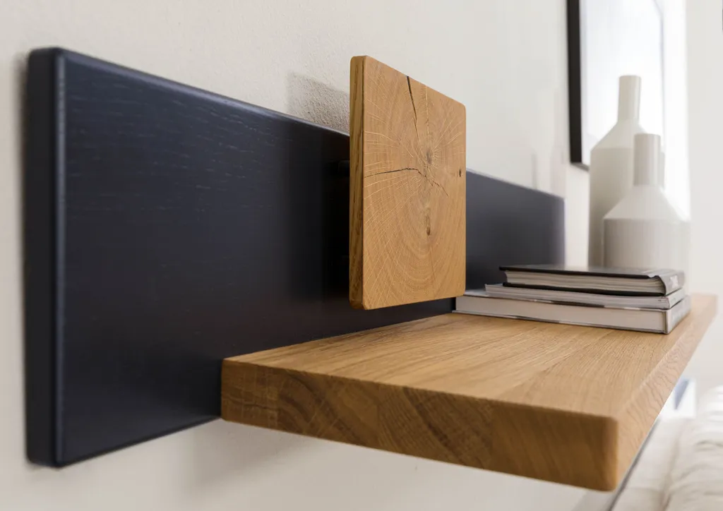 Étagère murale robuste chêne sauvage : solution rangement bois massif