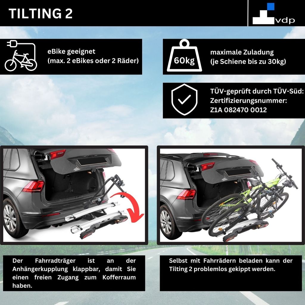 Heckträger VDP-TBA3 Fahrradträger abschließbar 3 hotsell Räder klappbar