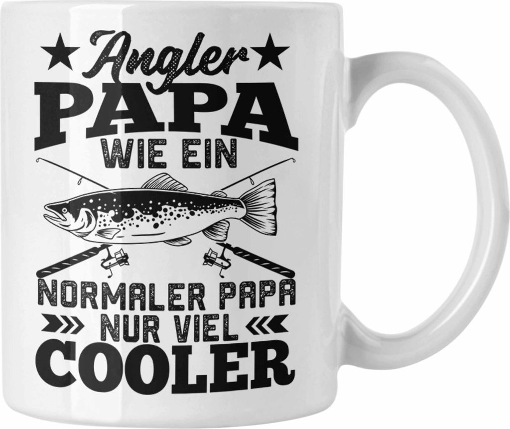 Trendation - Angler Papa Geschenk Vatertag Tasse Geschenkidee Fischer Fischen Lustiger Spruch zum Angeln (Weiß)