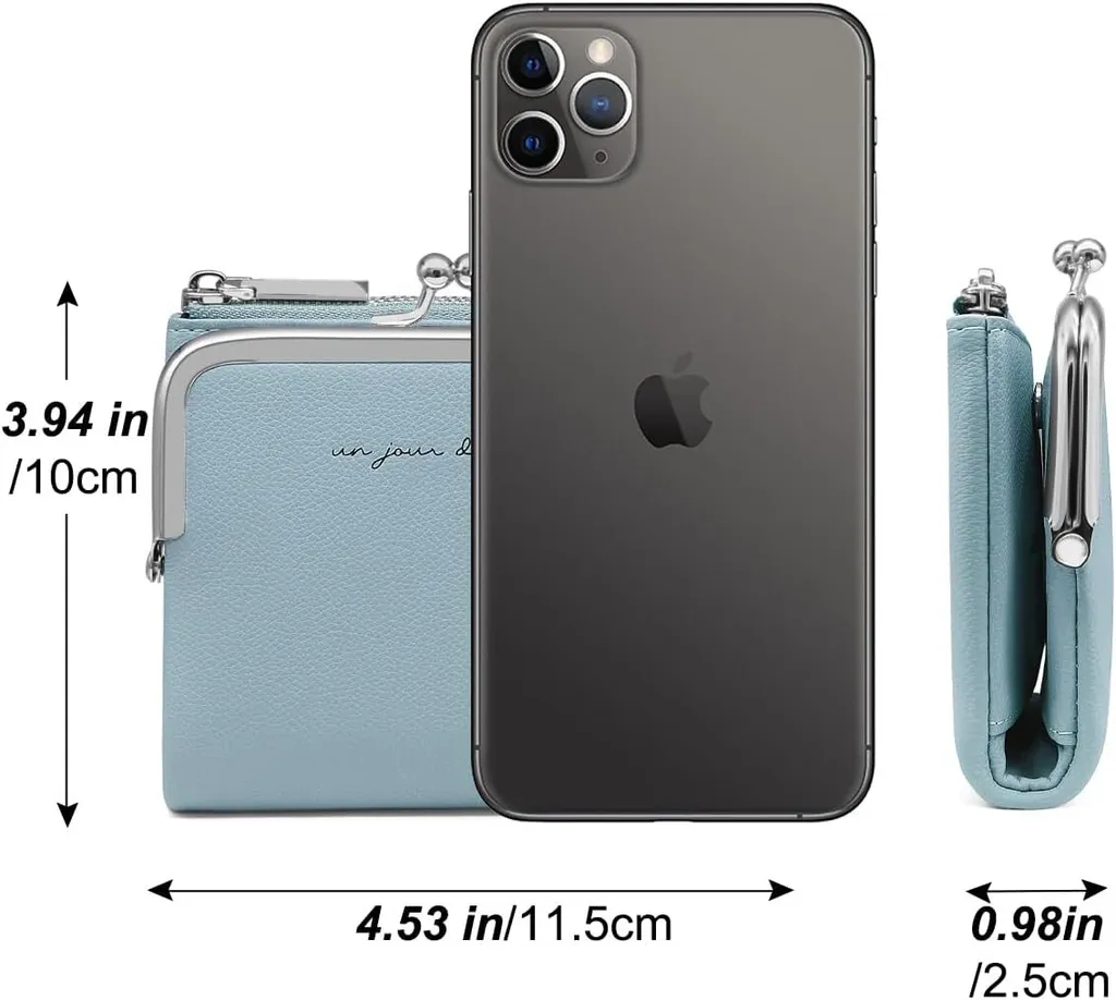 Mini Portafoglio Donna Compatto con Zip - Porta Carte in Eco Cuoio - 3
