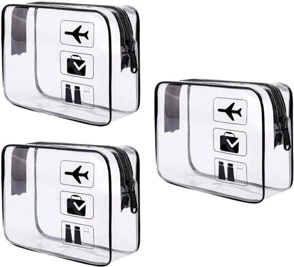 Trousse de toilette transparente anti-fuite pour liquides en avion (x3)