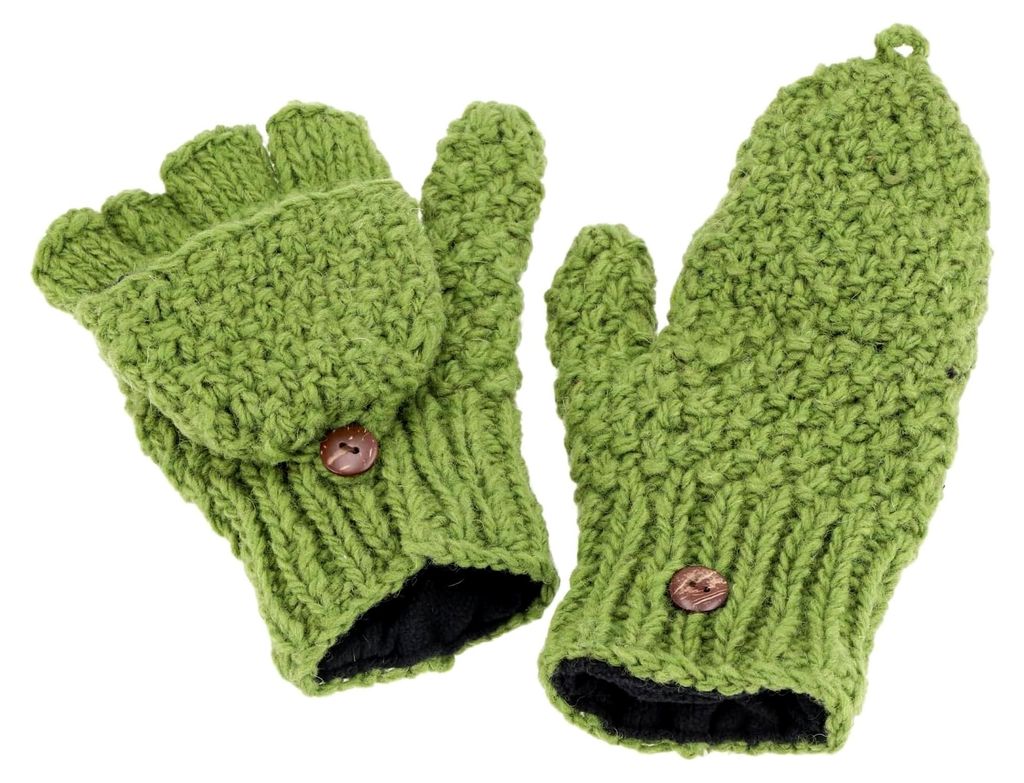Handgestrickte Klapphandschuhe aus Wolle für Herren und Damen