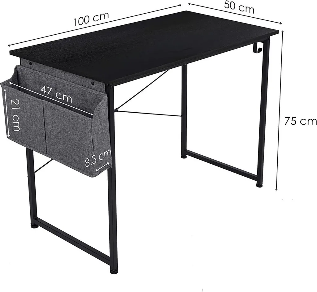 Table de bureau multimédia Nero 120cm noire avec niche de rangement PC - 4