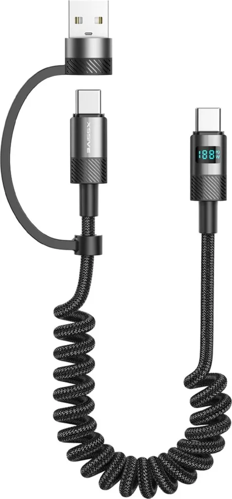 Xssive XSS-SC-CCA 2in1 Cavo Molla 1.5m: USB-C a USB-C/A Duraturo