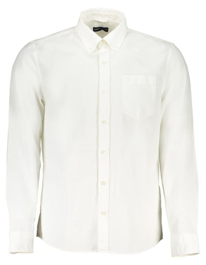 Herren-Langarmhemd Weiß - Regular Fit, Baumwolle, Eleganter Stil