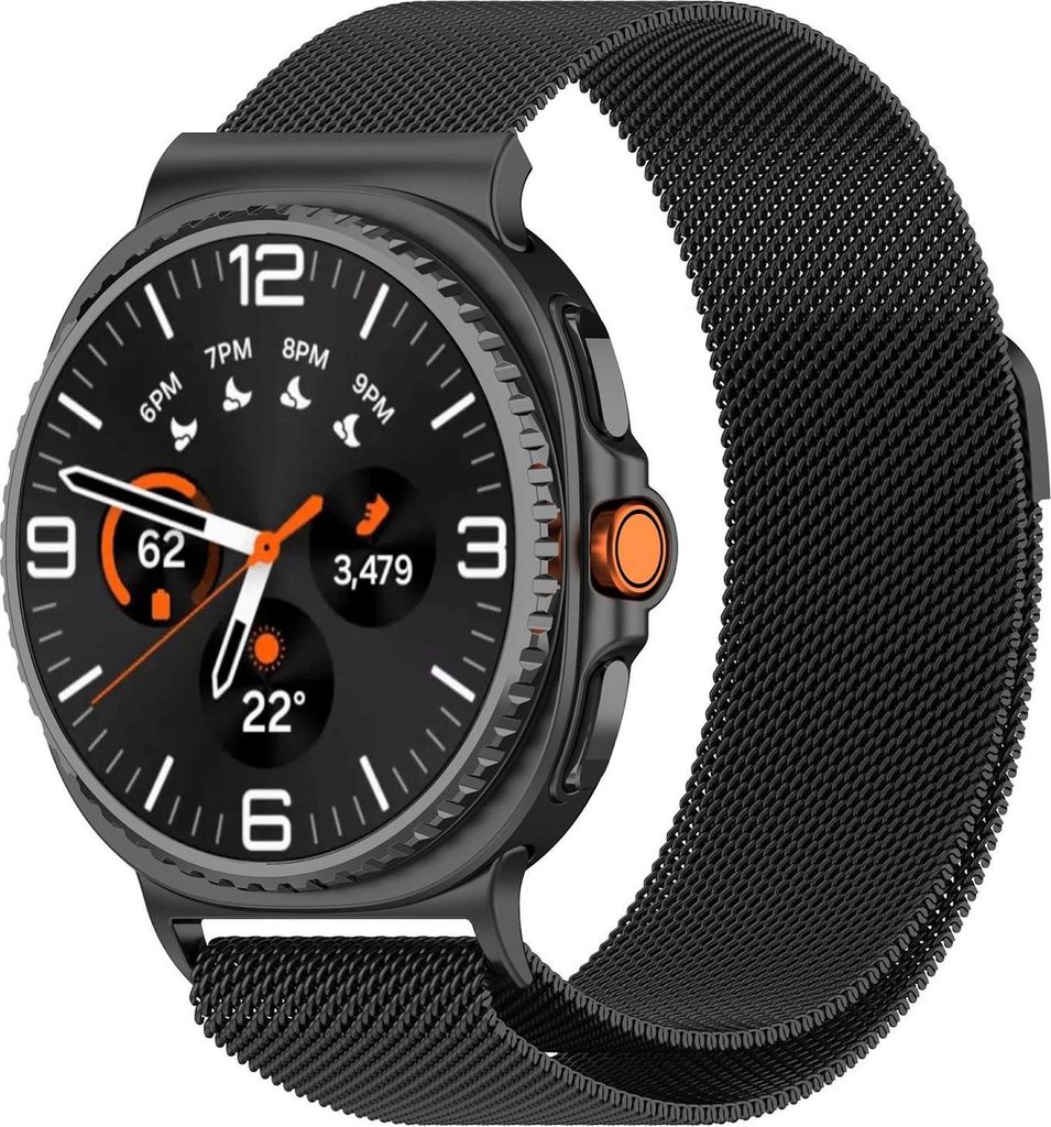 Für Samsung Galaxy Watch 8 / 8 Classic Metall Milan Mesh Magnetverschluss Armband Schwarz