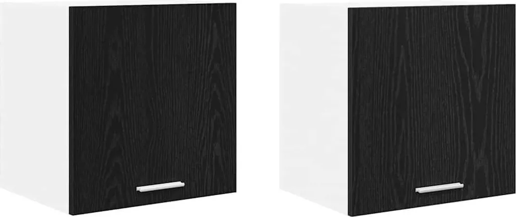 Set 2 Pensili Rovere Nero e Bianco 40x31x40 cm | Arredo Moderno Salvaspazio