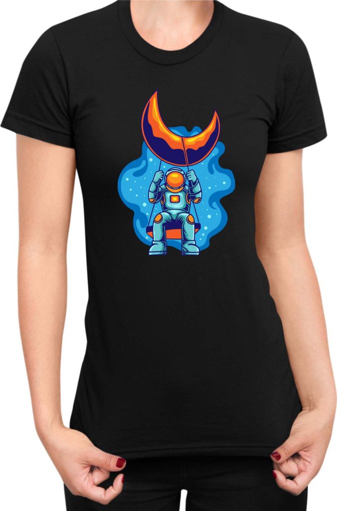 Damen T-Shirt Nasa Space Theme Nasa 004, Lady 2XL / Schwarz