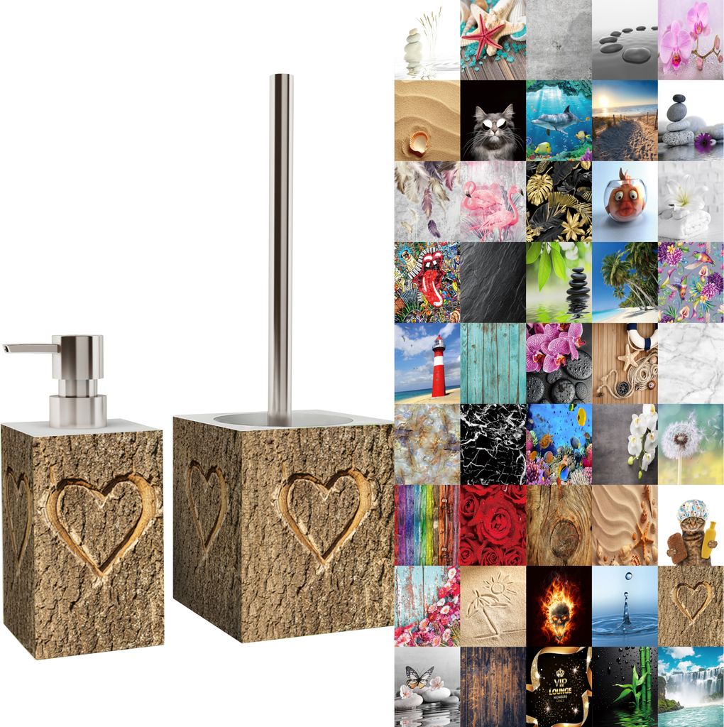 2-teiliges Badezimmer Set Seifenspender und WC-Bürste – True Love