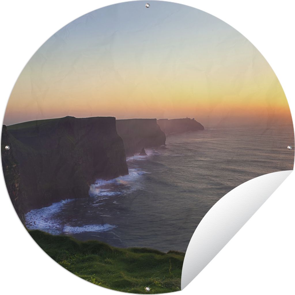 MuchoWow Gartenposter Outdoor-Poster Rund Sonnenaufgang an den Cliffs of Moher in Irland Ø 90 cm Gartendeko Rundes Poster draußen