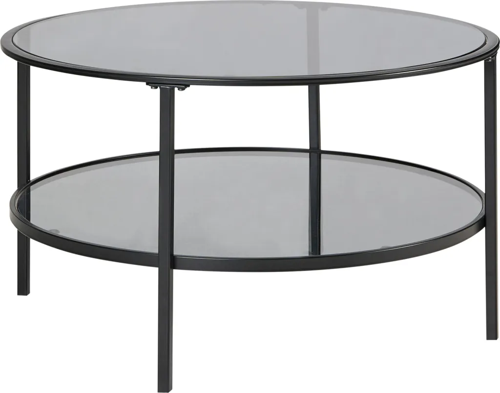 Table basse de salon pour apéritif en verre noir et miroir 80 cm