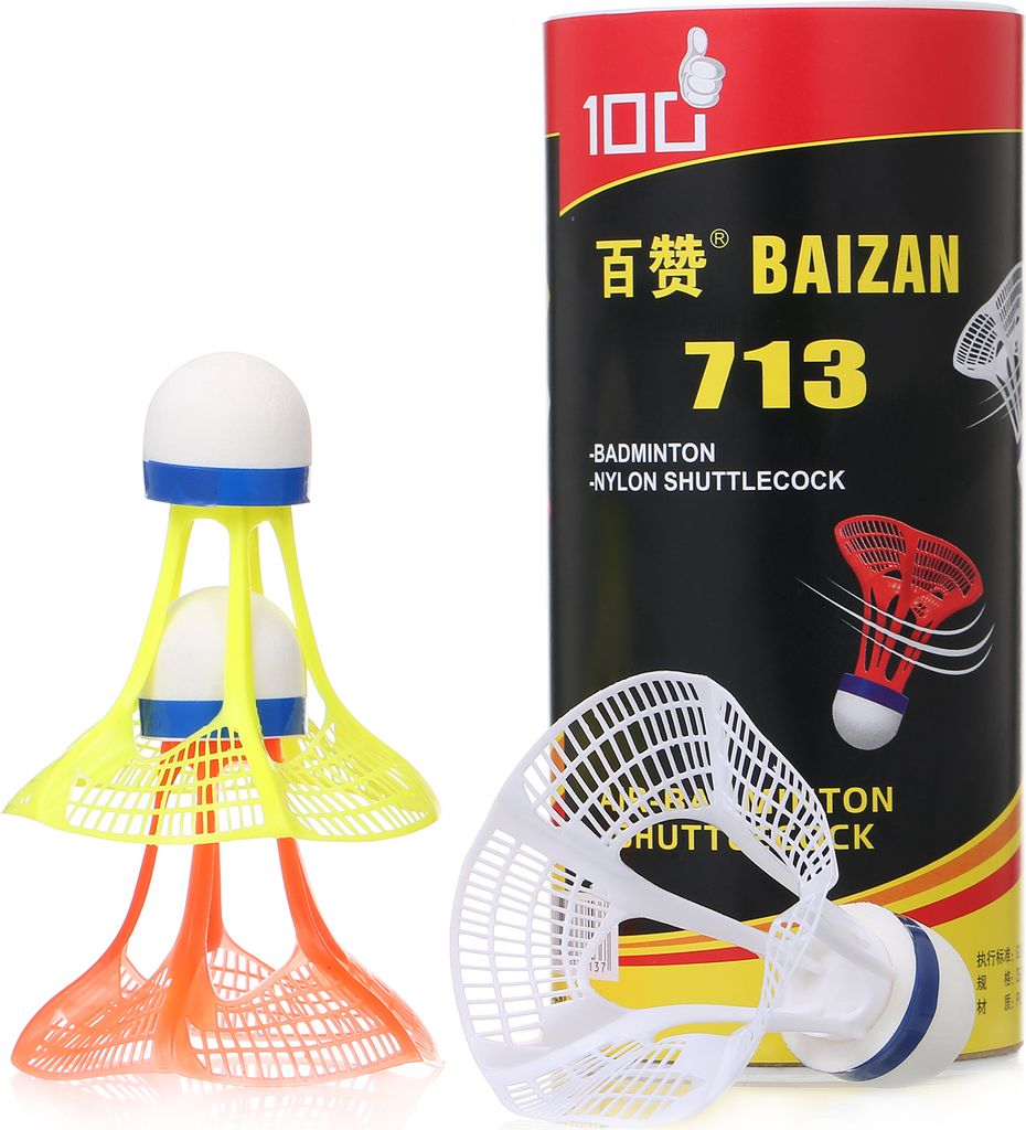 3 Stueck Nylon-Federbaelle, langlebiger Kunststoff, Badminton-Federbaelle, Indoor-Outdoor-Sport, Badmintonbaelle, winddichter Federball