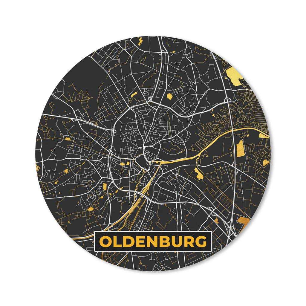 MuchoWow Mauspad Mousepad Deutschland - Gold - Stadtplan - Karte - Oldenburg 40x40 cm - Mousepads - Maus Mat - Pad - Mausunterlage - Schreibtisch...