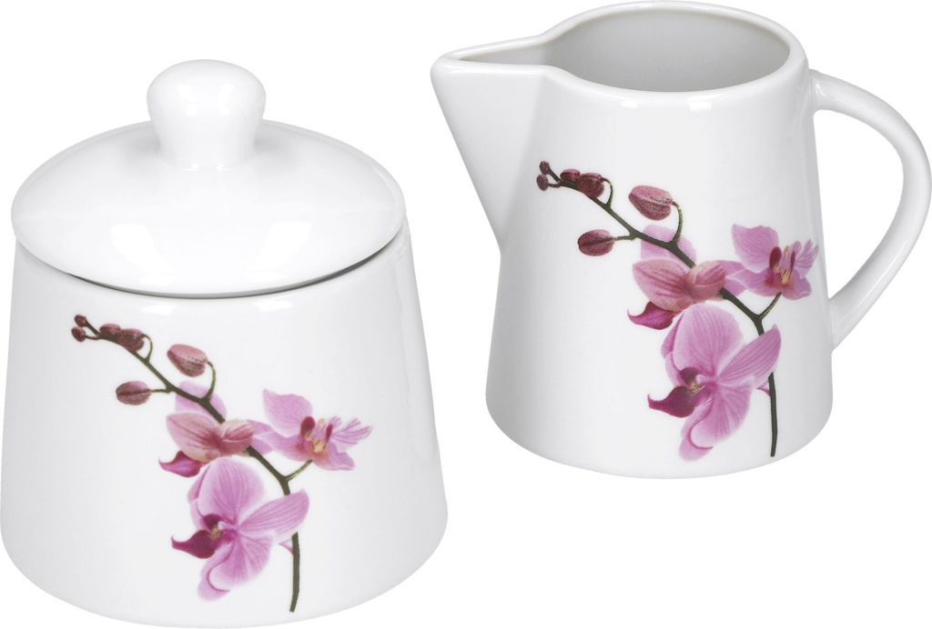 Kaffeeergänzungsset Milchkännchen & Zuckerdose Kyoto Orchidee