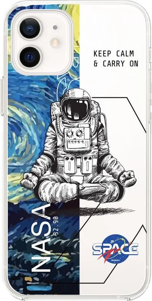 Custodia per iPhone 12 Mini, trasparente, silicone flessibile, Keep Calm in Cosmos