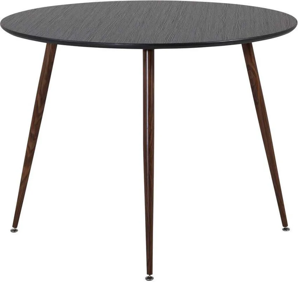 FURNLUX Table à manger Plaza Black et Walnut design bicolore 100cm